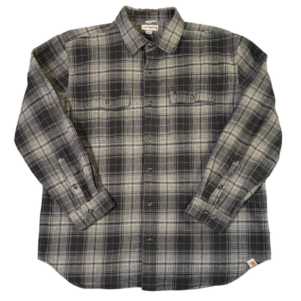 Carhartt Work Wear Button Down Long Sleeve Flannel Black/Grey Men’s XL